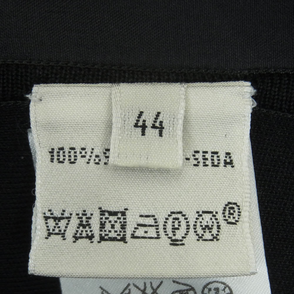 HERMES エルメス シルク100% フロント切替 ハイゲージ ニット フランス製 ブラック系 ダークグレー系 44【中古】
