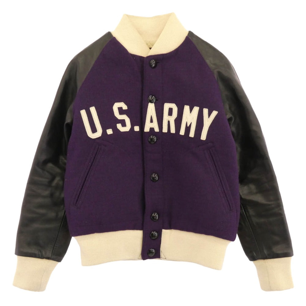 Buzz Rickson's バズリクソンズ BR11556 US ARMY ウォームアップ ジャケット 袖革 スタジャン パープル系 ブラック系 S【中古】