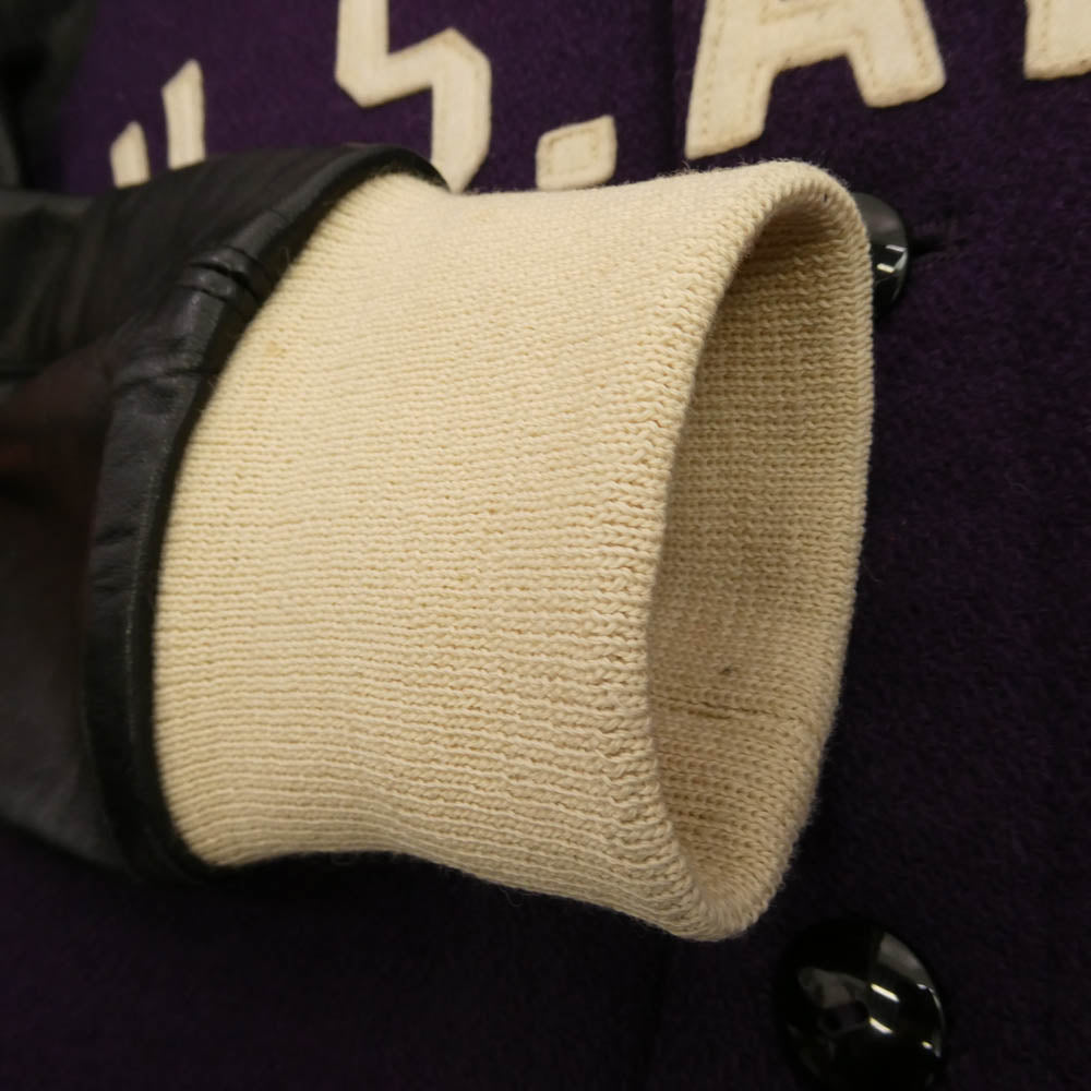 Buzz Rickson's バズリクソンズ BR11556 US ARMY ウォームアップ ジャケット 袖革 スタジャン パープル系 ブラック系 S【中古】