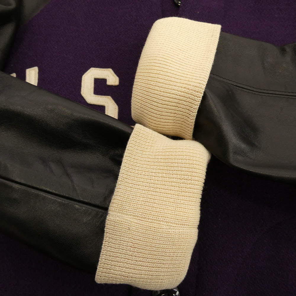 Buzz Rickson's バズリクソンズ BR11556 US ARMY ウォームアップ ジャケット 袖革 スタジャン パープル系 ブラック系 S【中古】