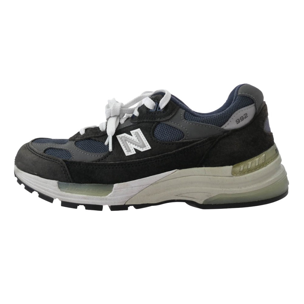 NEW BALANCE ニューバランス M992GG USA製 スエード ローカット スニーカー ブラック系 ネイビー系 26.0cm【中古】