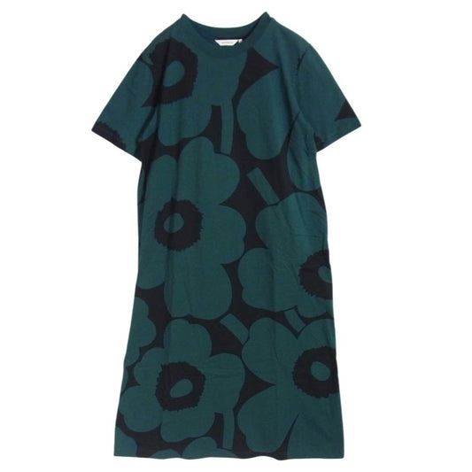 marimekko マリメッコ 25SS Pahlo Unikko ウニッコ 総柄 Tシャツ ワンピース グリーン系 M【中古】