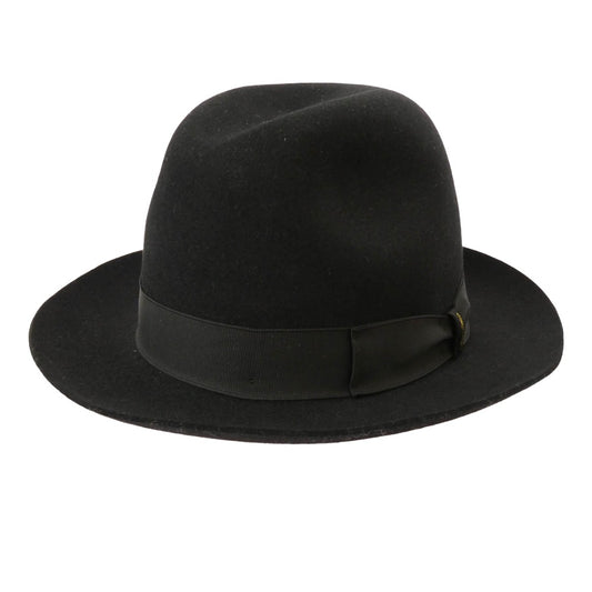 Borsalino ボルサリーノ イタリア製 マレンゴ ジェア ミディアム フェルト 中折れ ハット ブラック系 58【美品】【中古】