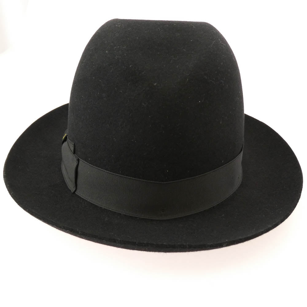Borsalino ボルサリーノ イタリア製 マレンゴ ジェア ミディアム フェルト 中折れ ハット ブラック系 58【美品】【中古】