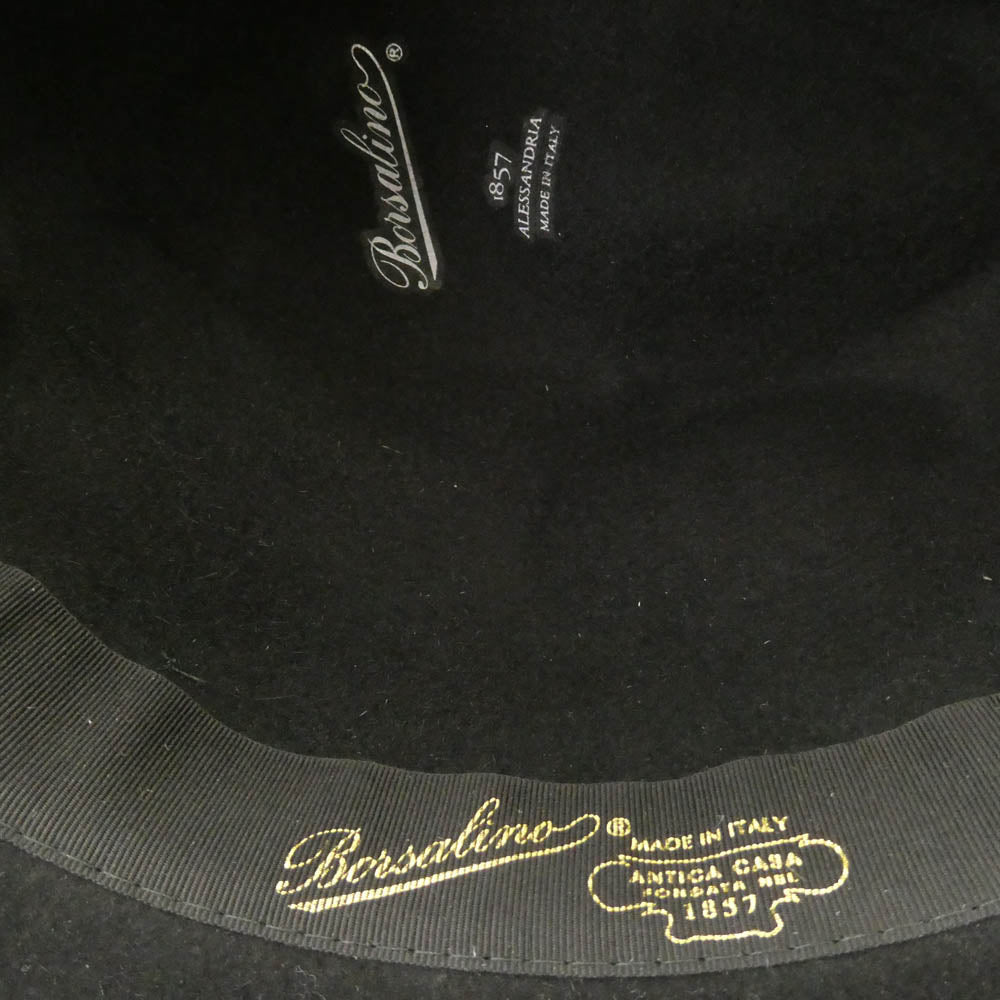 Borsalino ボルサリーノ イタリア製 マレンゴ ジェア ミディアム フェルト 中折れ ハット ブラック系 58【美品】【中古】