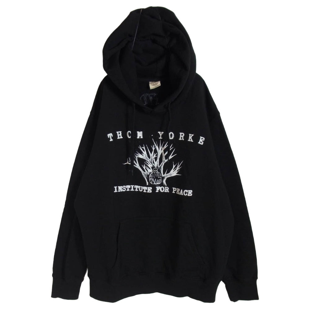 トムヨーク PEACE STUDIES 来日公演 ロゴプリント パーカー ブラック系 XL【中古】