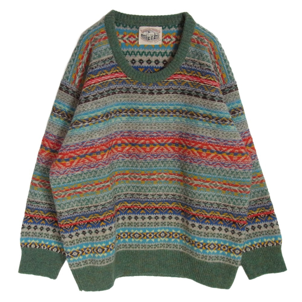 コウタグシケン × Jamieson's Reverse Stitch Fair Isle GRN 総柄 ニット グリーン系 2【中古】
