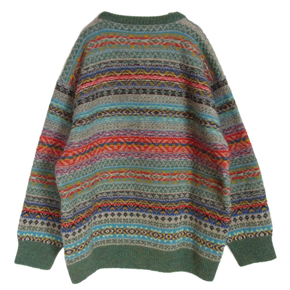 コウタグシケン × Jamieson's Reverse Stitch Fair Isle GRN 総柄 ニット グリーン系 2【中古】