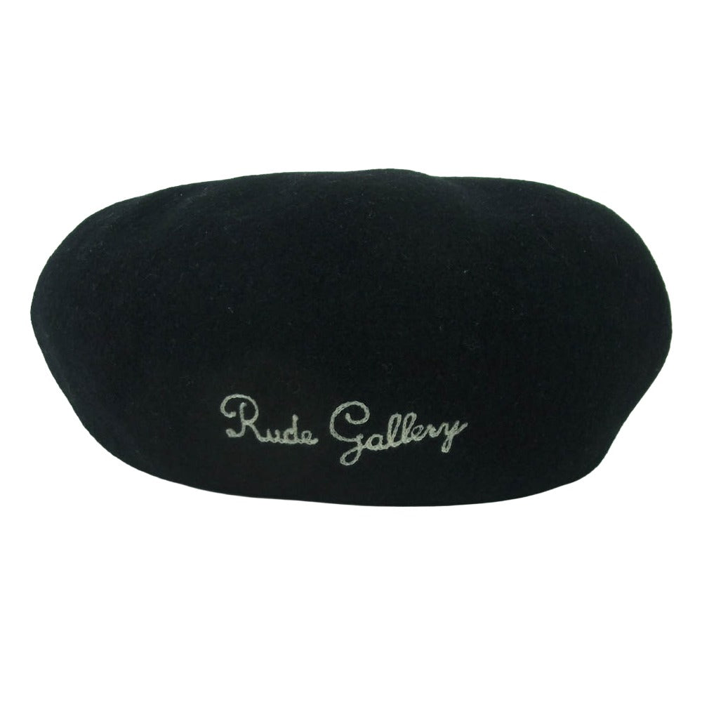 RUDE GALLERY ルードギャラリー 19AW LOGO EMBROIDERED WOOL BERET ウール ベレー帽 帽子 日本製 ブラック系【中古】
