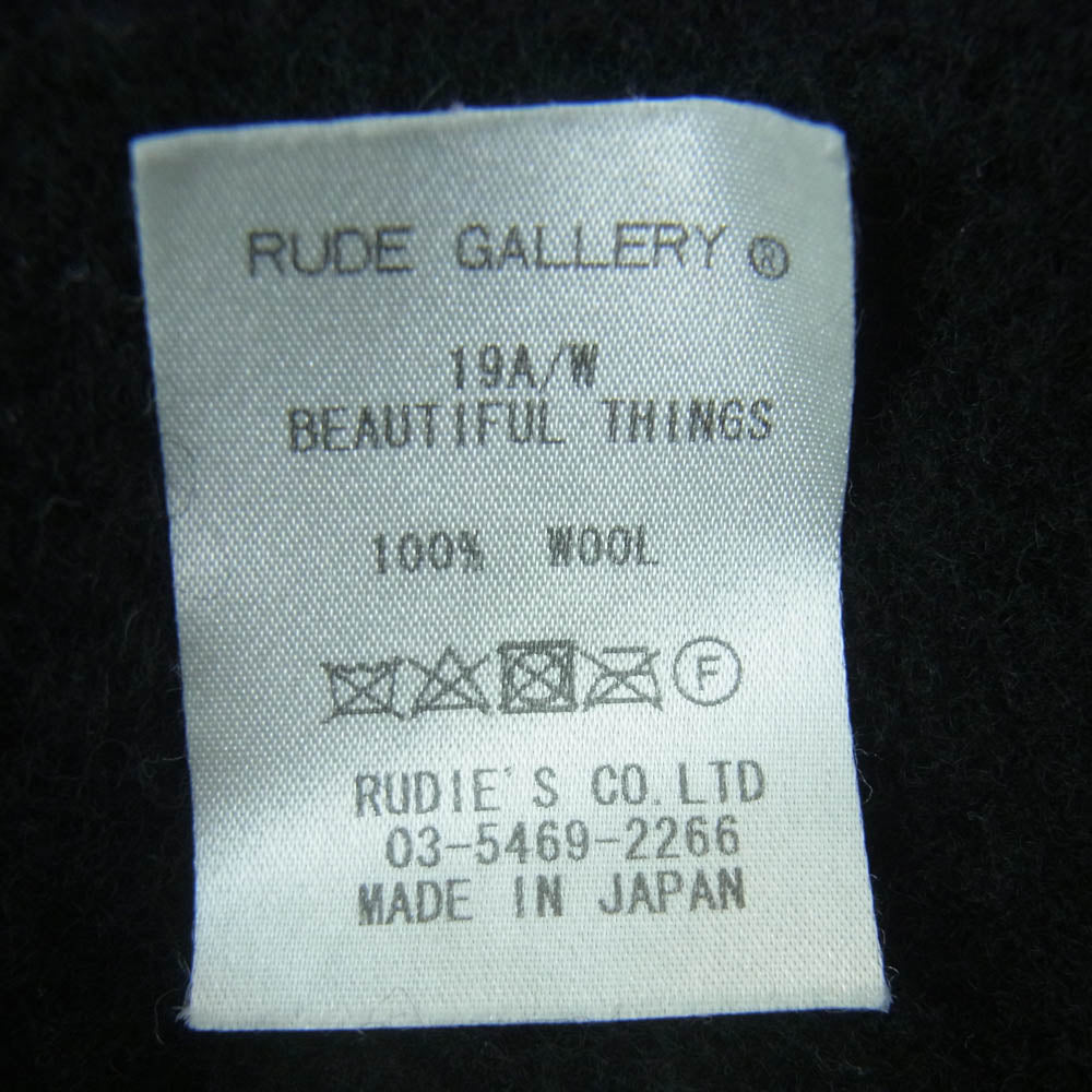 RUDE GALLERY ルードギャラリー 19AW LOGO EMBROIDERED WOOL BERET ウール ベレー帽 帽子 日本製 ブラック系【中古】