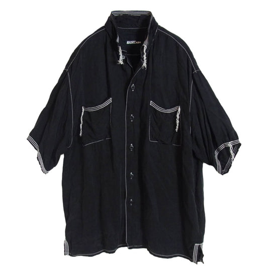 ISAMUKATAYAMA BACKLASH イサムカタヤマバックラッシュ 1888-01 キュプラ パッカリング 半袖 オープンカラー シャツ ブラック系 M【中古】