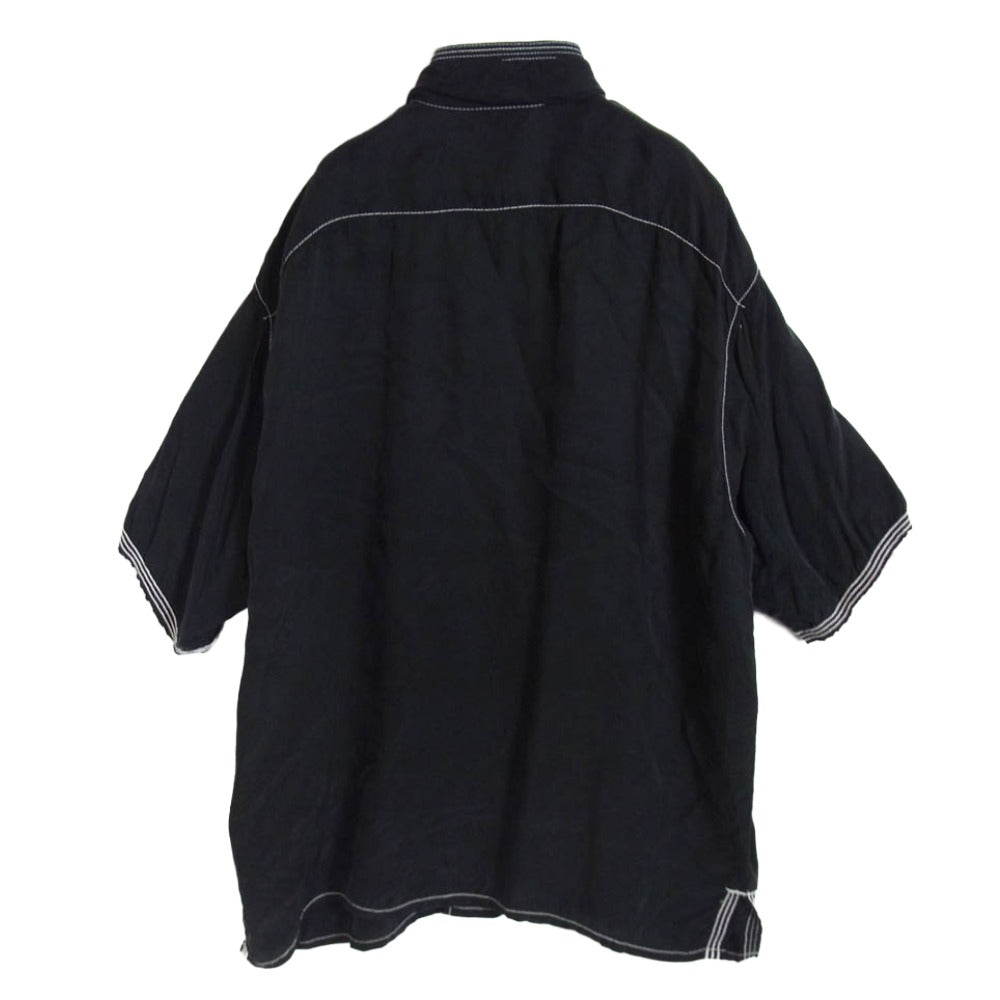 ISAMUKATAYAMA BACKLASH イサムカタヤマバックラッシュ 1888-01 キュプラ パッカリング 半袖 オープンカラー シャツ ブラック系 M【中古】