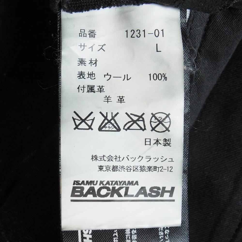 ISAMUKATAYAMA BACKLASH イサムカタヤマバックラッシュ 1231-01 ウール レザーサイドライン チェック パンツ ダークブラウン系 L【中古】