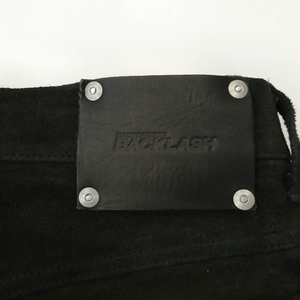 ISAMUKATAYAMA BACKLASH イサムカタヤマバックラッシュ 2128-01 APAN STEER VELOR SUEDE COMBINATION TANNED GARMENT-DYED PANTS ベロア スエード コンビネーション パンツ ブラック系 M【中古】