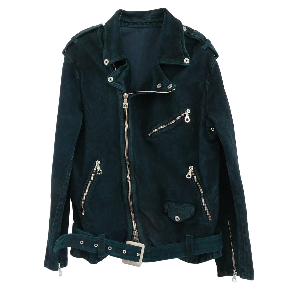 ISAMUKATAYAMA BACKLASH イサムカタヤマバックラッシュ 1878-RS レザー スエード ジャパンカーフ ダブルライダース ブルー系 XL【中古】