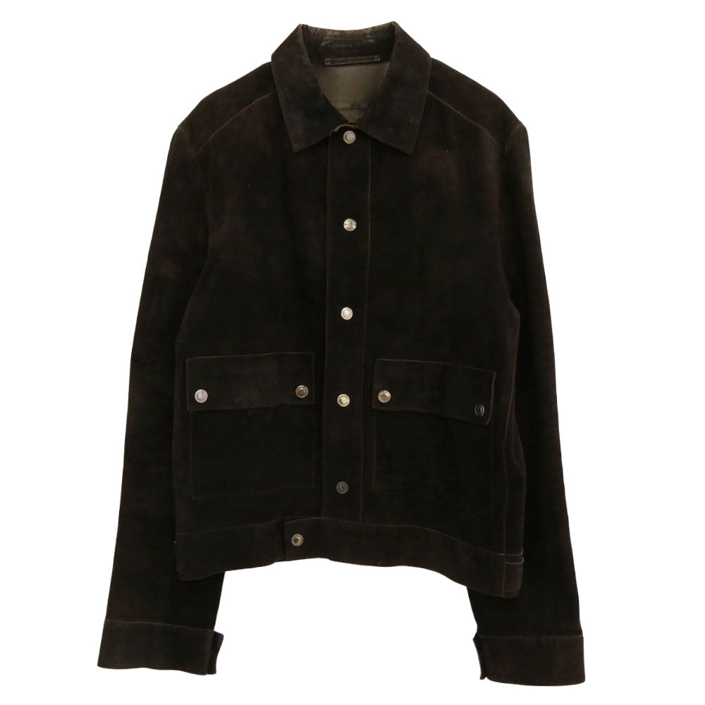 GUCCI グッチ 339-2408-7575 スエード レザー トラッカー ジャケット ダークブラウン系 46【中古】