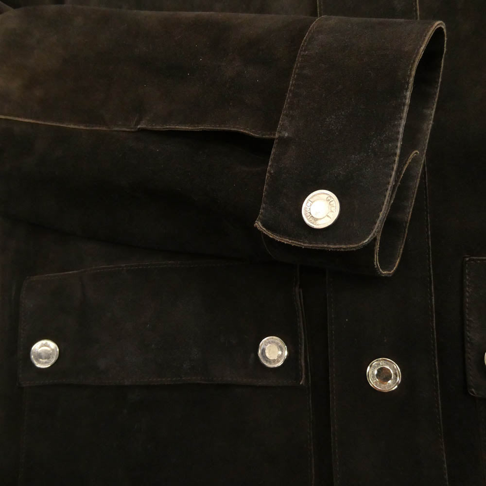 GUCCI グッチ 339-2408-7575 スエード レザー トラッカー ジャケット ダークブラウン系 46【中古】