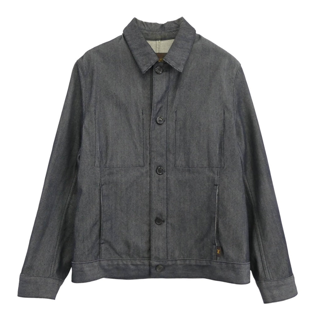 LOUIS VUITTON ルイ・ヴィトン バックロゴプリント ウールコットン デニム ジャケット インディゴブルー系 50【中古】