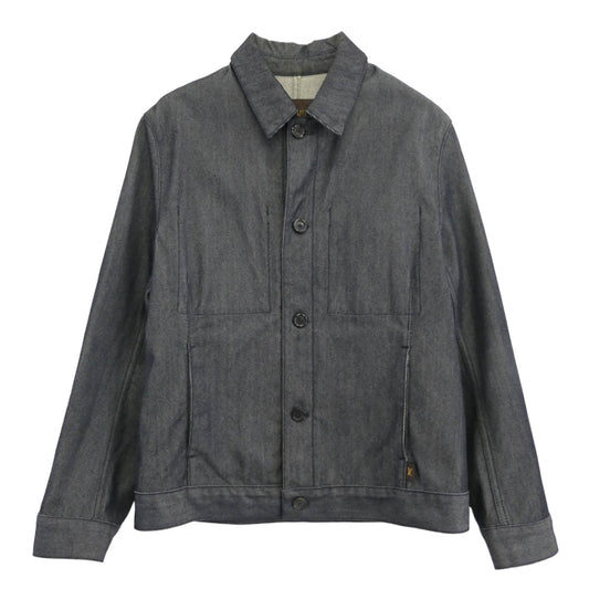 LOUIS VUITTON ルイ・ヴィトン バックロゴプリント ウールコットン デニム ジャケット インディゴブルー系 50【中古】