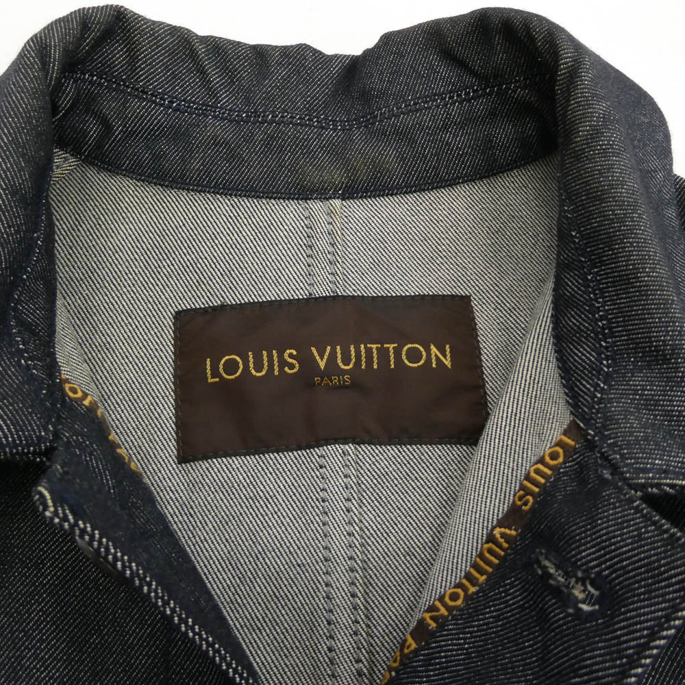 LOUIS VUITTON ルイ・ヴィトン バックロゴプリント ウールコットン デニム ジャケット インディゴブルー系 50【中古】