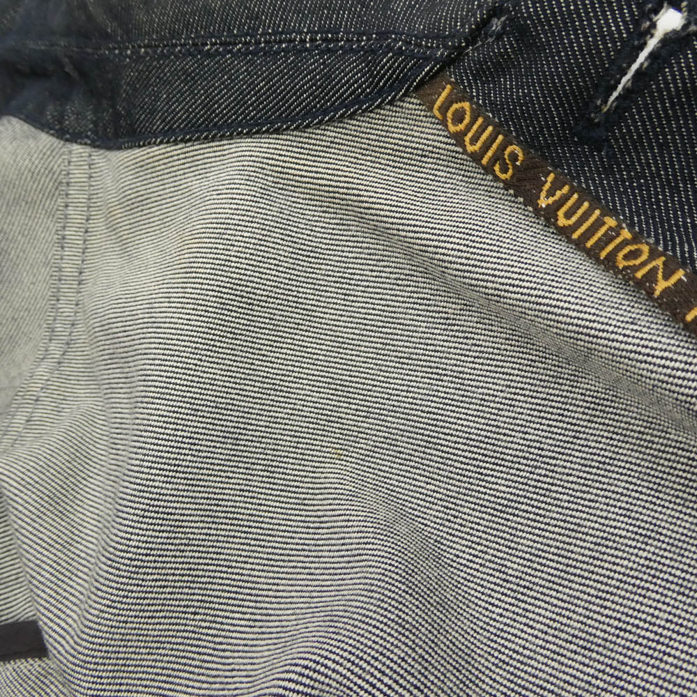 LOUIS VUITTON ルイ・ヴィトン バックロゴプリント ウールコットン デニム ジャケット インディゴブルー系 50【中古】