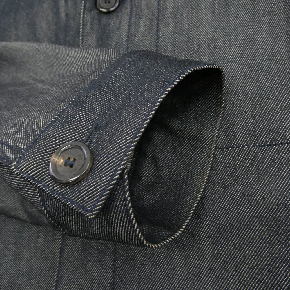 LOUIS VUITTON ルイ・ヴィトン バックロゴプリント ウールコットン デニム ジャケット インディゴブルー系 50【中古】