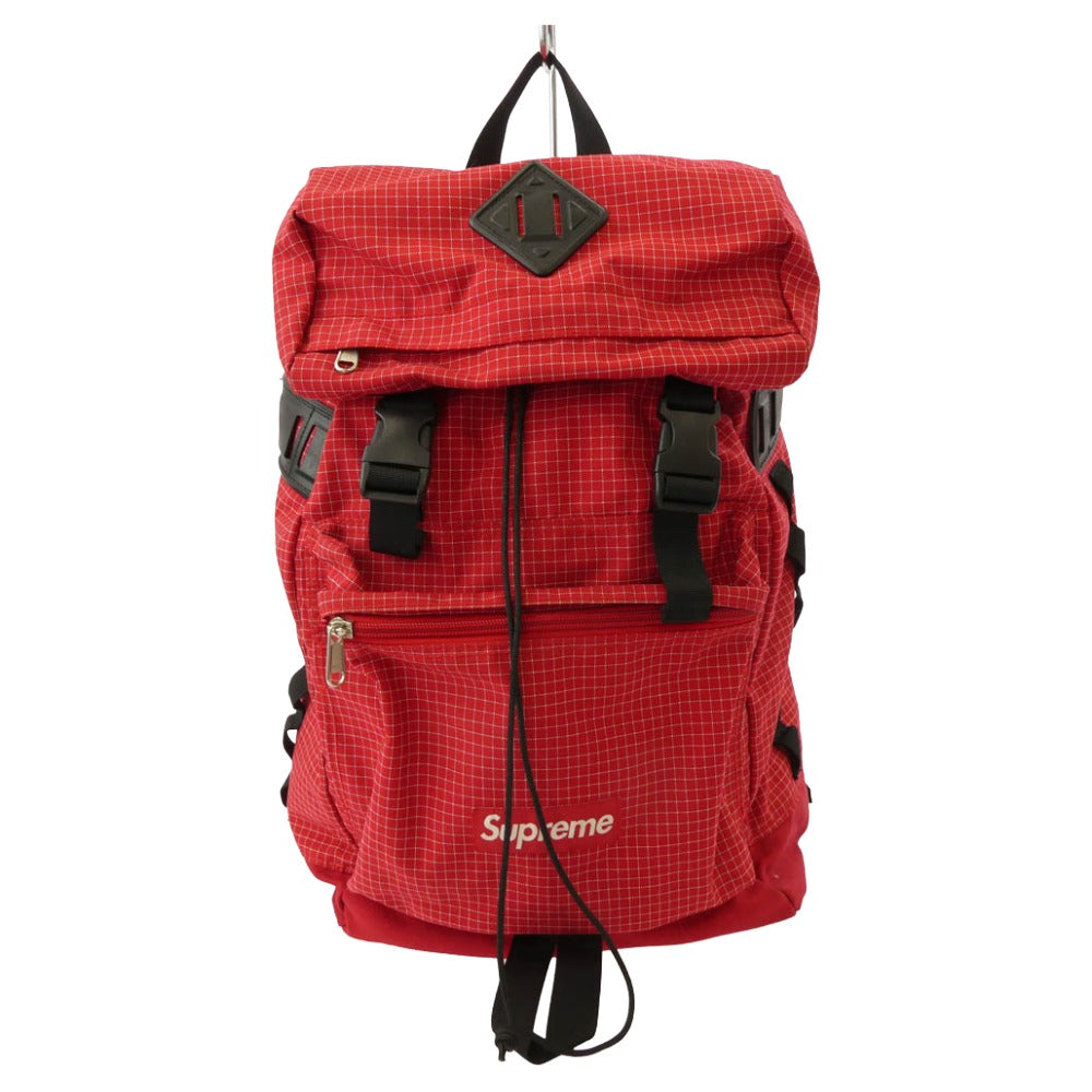 Supreme シュプリーム 09AW RIPSTOP BACKPACK 格子柄 リップストップ バックパック レッド系 ブラック系【中古】