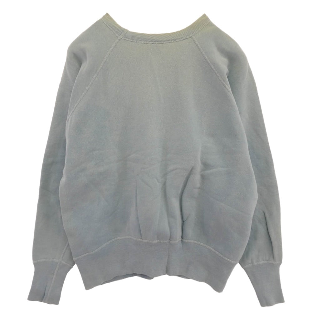 Champion チャンピオン 60s ランタグ COLLEGE PRINT SWEAT SHIRT カレッジ スウェットシャツ スウェット ライトブルー系 L【中古】