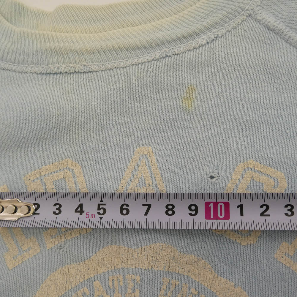 Champion チャンピオン 60s ランタグ COLLEGE PRINT SWEAT SHIRT カレッジ スウェットシャツ スウェット ライトブルー系 L【中古】