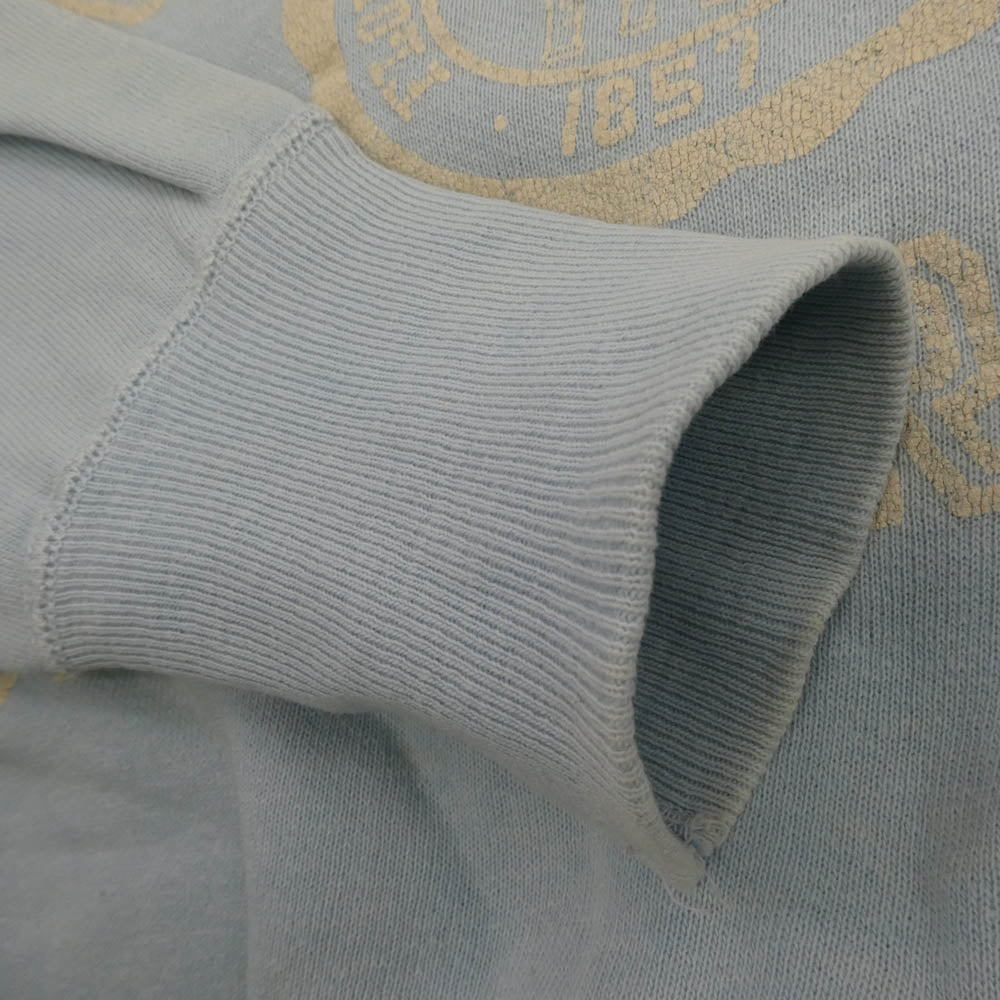 Champion チャンピオン 60s ランタグ COLLEGE PRINT SWEAT SHIRT カレッジ スウェットシャツ スウェット ライトブルー系 L【中古】