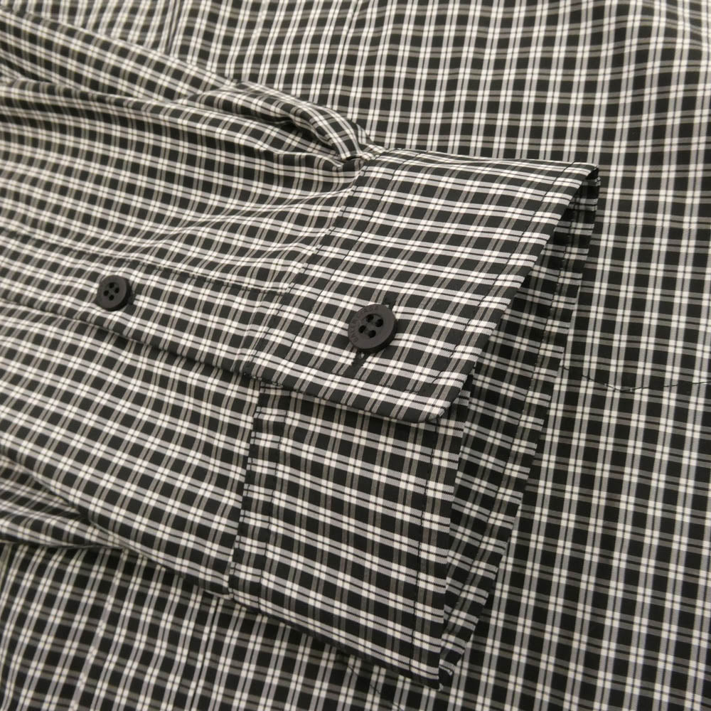 BALENCIAGA バレンシアガ 725377 TLM11 バックロゴ コットンポプリン 長袖 チェック シャツ ブラック系 2【極上美品】【中古】