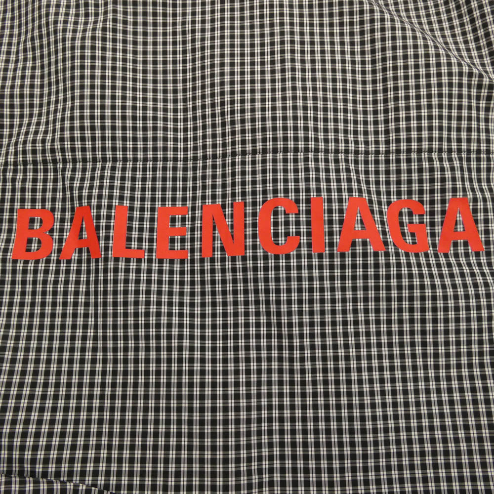 BALENCIAGA バレンシアガ 725377 TLM11 バックロゴ コットンポプリン 長袖 チェック シャツ ブラック系 2【極上美品】【中古】