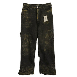 BALENCIAGA バレンシアガ 23SS 745248 TBP47 SUPER DESTROYED BAGGY スーパー デストロイ ダメージ ラージフィット バギー デニム パンツ ブラック系 カーキ系 L【極上美品】【中古】