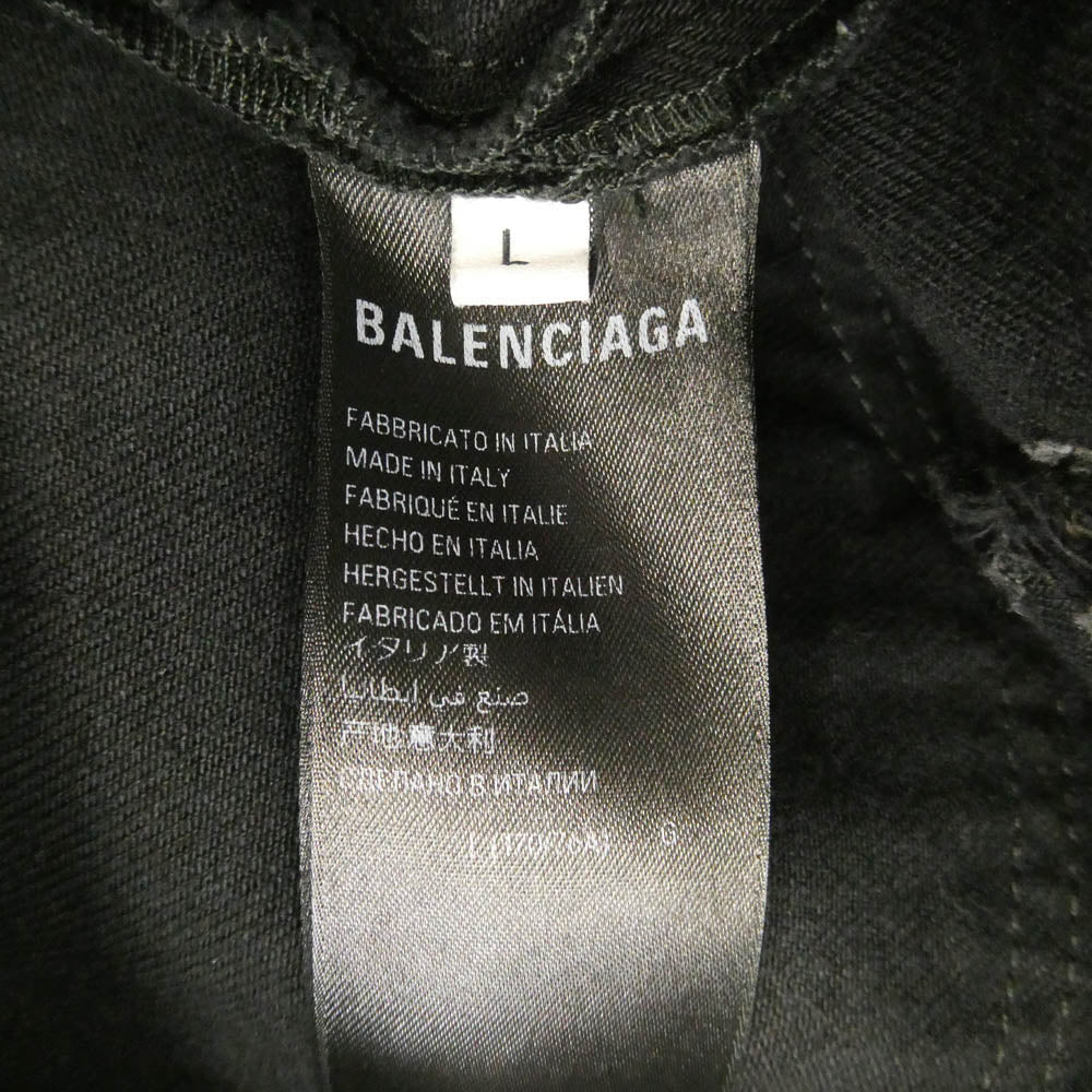 BALENCIAGA バレンシアガ 23SS 745248 TBP47 SUPER DESTROYED BAGGY スーパー デストロイ ダメージ ラージフィット バギー デニム パンツ ブラック系 カーキ系 L【極上美品】【中古】