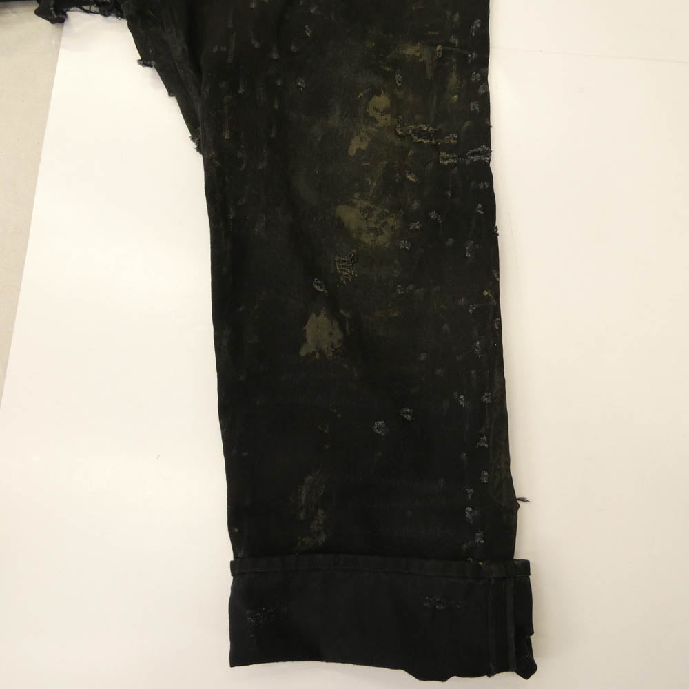 BALENCIAGA バレンシアガ 23SS 745248 TBP47 SUPER DESTROYED BAGGY スーパー デストロイ ダメージ ラージフィット バギー デニム パンツ ブラック系 カーキ系 L【極上美品】【中古】