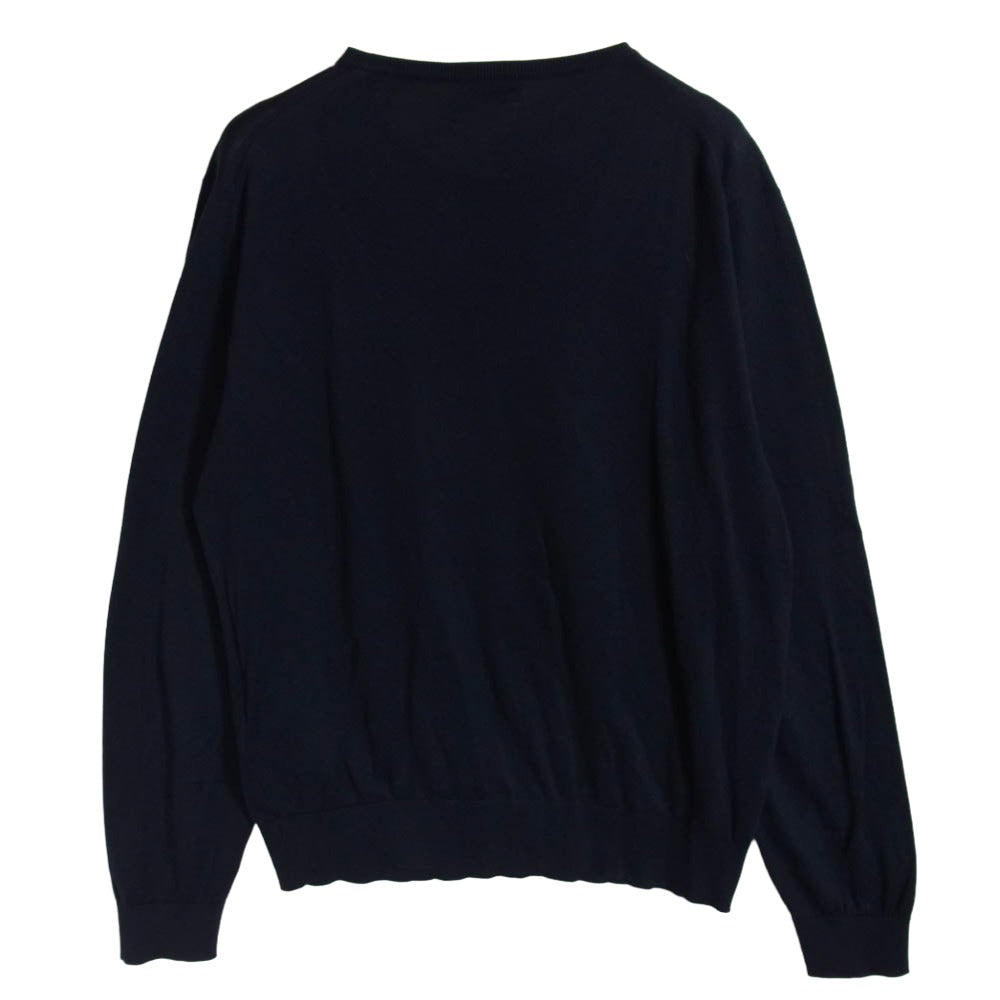 JOHN SMEDLEY ジョンスメドレー イギリス製 SEA ISLAND COTTON シーアイランド コットン クルーネック ニット ネイビー系 M【中古】