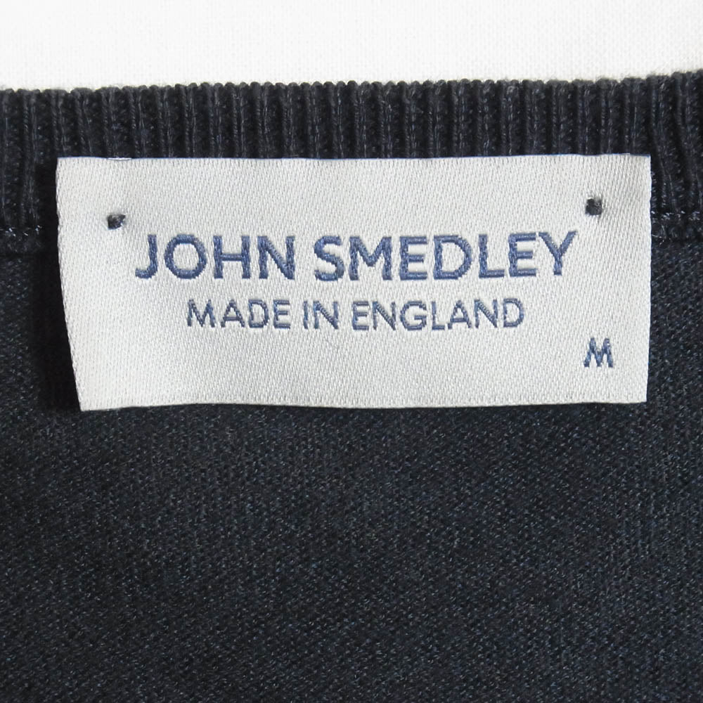 JOHN SMEDLEY ジョンスメドレー イギリス製 SEA ISLAND COTTON シーアイランド コットン クルーネック ニット ネイビー系 M【中古】