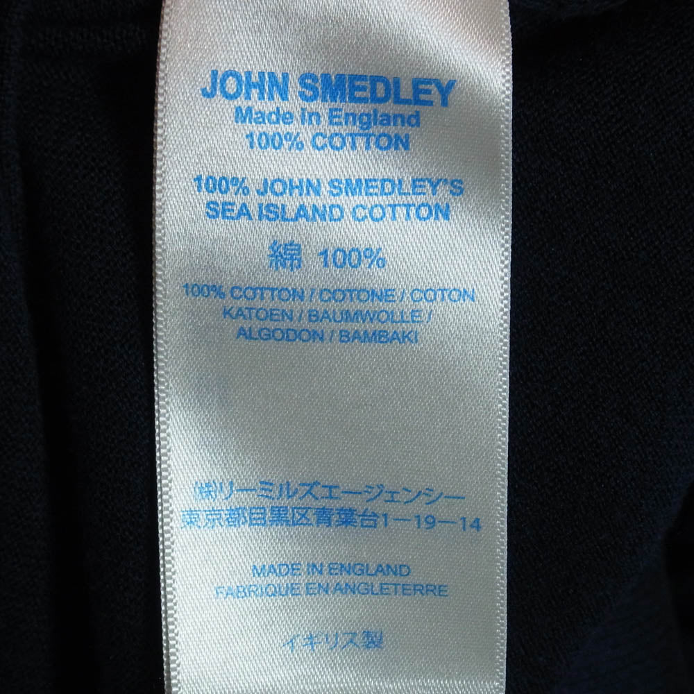 JOHN SMEDLEY ジョンスメドレー イギリス製 SEA ISLAND COTTON シーアイランド コットン クルーネック ニット ネイビー系 M【中古】