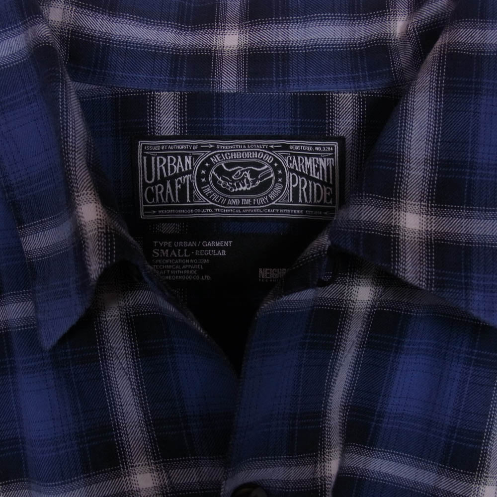 NEIGHBORHOOD ネイバーフッド ARNH-SH-M01 B&C/C SHIRT LS オンブレチェック オープンカラー 長袖シャツ ブルー系 S【中古】