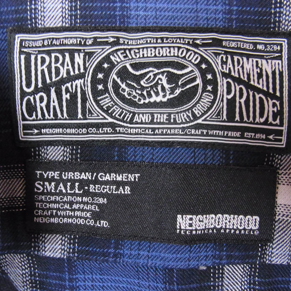 NEIGHBORHOOD ネイバーフッド ARNH-SH-M01 B&C/C SHIRT LS オンブレチェック オープンカラー 長袖シャツ ブルー系 S【中古】