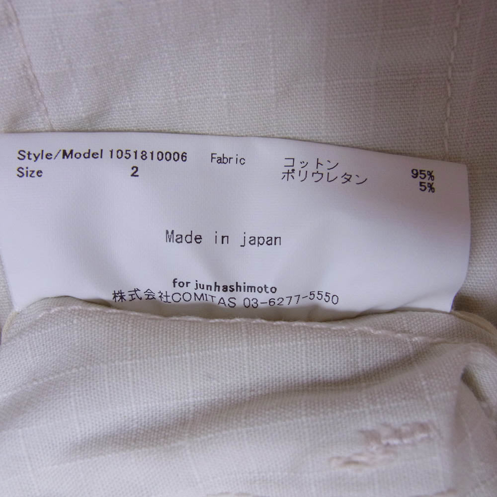 junhashimoto ジュンハシモト 1051810006 RIP STOP FATIQUE SHT コットン 長袖 シャツ ベージュ系 2【極上美品】【中古】
