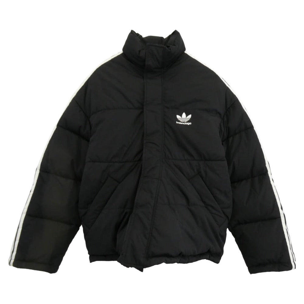 BALENCIAGA バレンシアガ 714898 TN019 ×adidas アディダス ライン オーバーサイズ ダウン ジャケット ブラック系 34【極上美品】【中古】