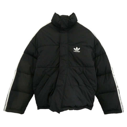 BALENCIAGA バレンシアガ 714898 TN019 ×adidas アディダス ライン オーバーサイズ ダウン ジャケット ブラック系 34【極上美品】【中古】