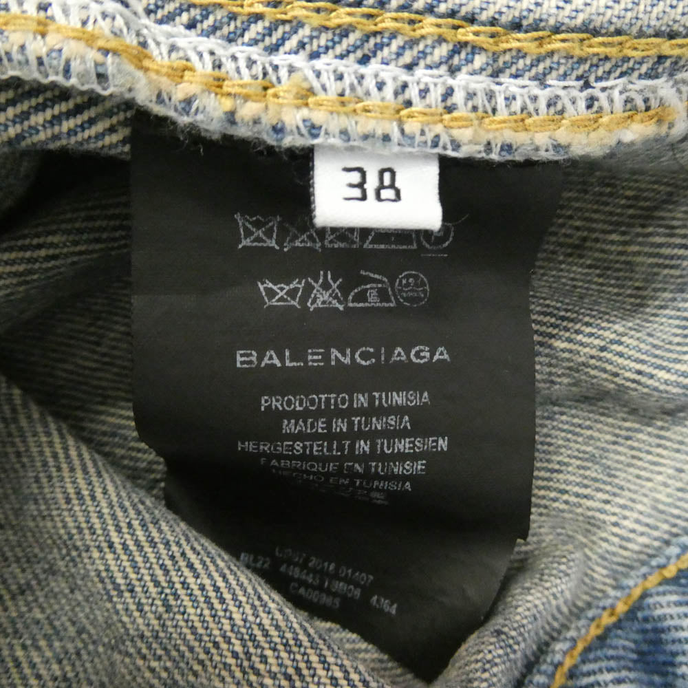 BALENCIAGA バレンシアガ 16AW 446443 TSB06 Swing Denim Jacket 再構築 スウイング デニム ジャケット インディゴブルー系 38【中古】