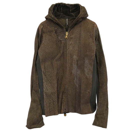 ベアフェイス ディアスキン クラッキング加工 ダブルジップ レザー ジャケット ブラウン系 44【中古】