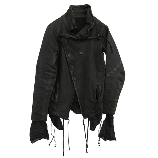 ボリス ビジャン サベリ 09SS 955991 ワックスウォッシュ コーティング加工 ラムレザー ジャケット ブラック系 S【中古】