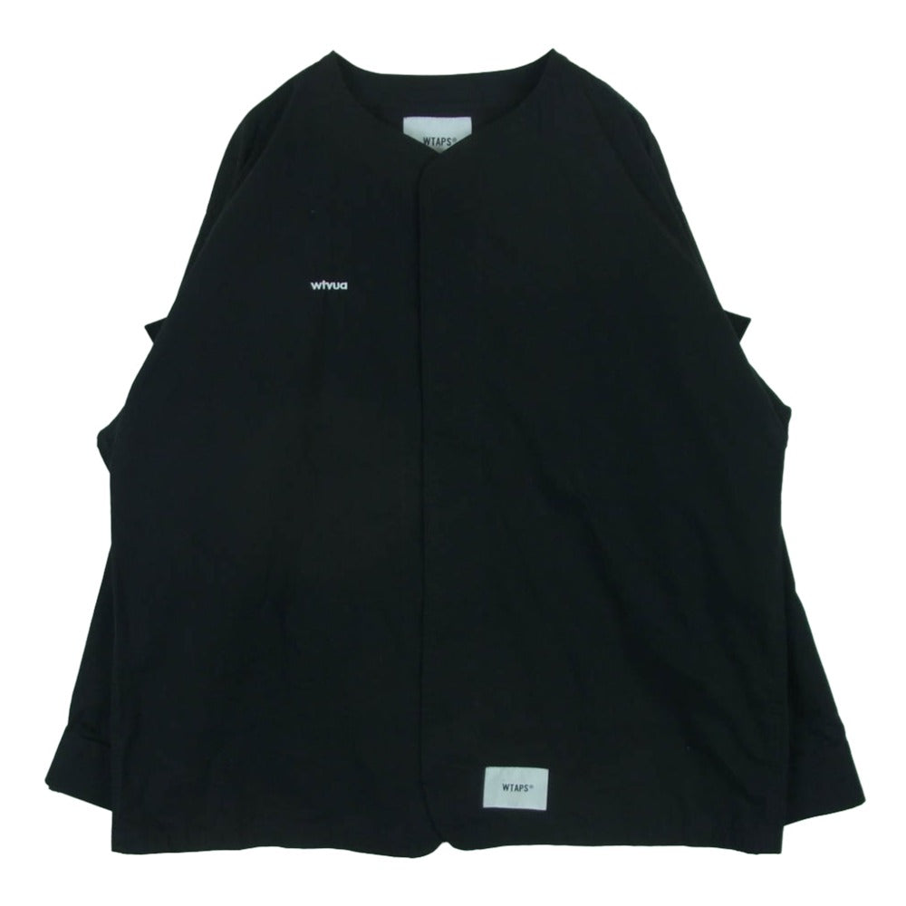 WTAPS ダブルタップス 22SS 221WVDT-SHM04 SCOUT LS NYCO.TUSSAH スカウト クロスボーン ロングスリーブ ノーカラー シャツ ジャケット ブラック系 03【中古】