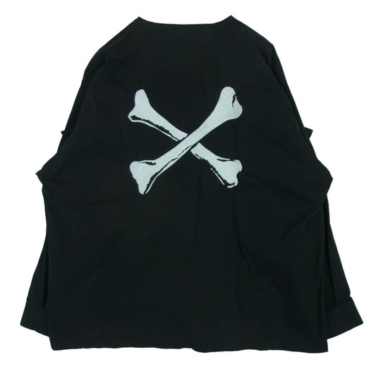 WTAPS ダブルタップス 22SS 221WVDT-SHM04 SCOUT LS NYCO.TUSSAH スカウト クロスボーン ロングスリーブ ノーカラー シャツ ジャケット ブラック系 03【中古】