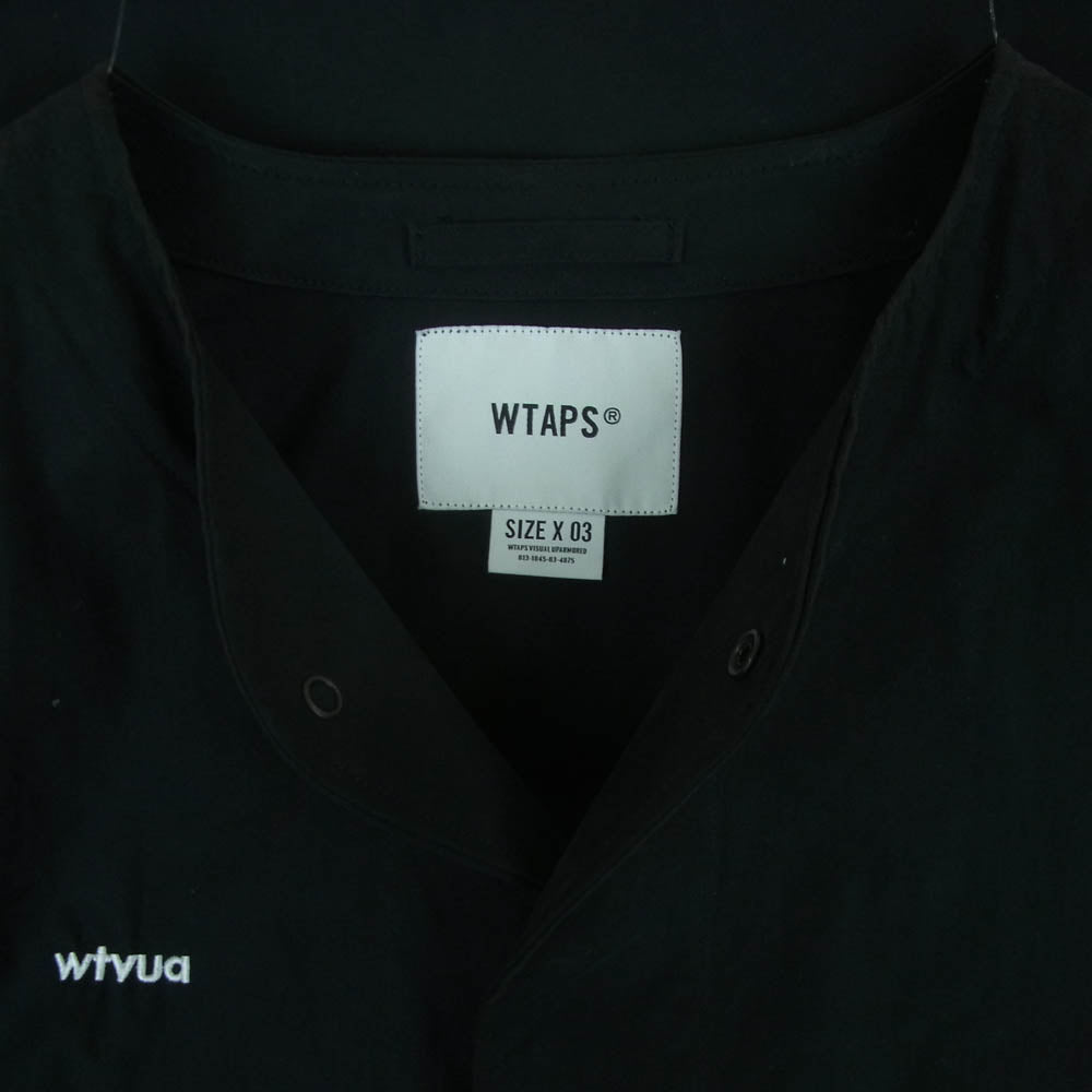 WTAPS ダブルタップス 22SS 221WVDT-SHM04 SCOUT LS NYCO.TUSSAH スカウト クロスボーン ロングスリーブ ノーカラー シャツ ジャケット ブラック系 03【中古】