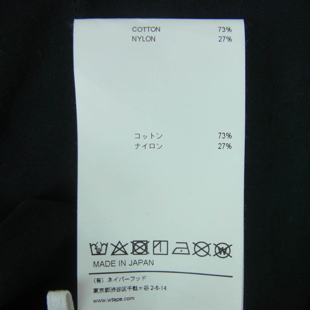 WTAPS ダブルタップス 22SS 221WVDT-SHM04 SCOUT LS NYCO.TUSSAH スカウト クロスボーン ロングスリーブ ノーカラー シャツ ジャケット ブラック系 03【中古】